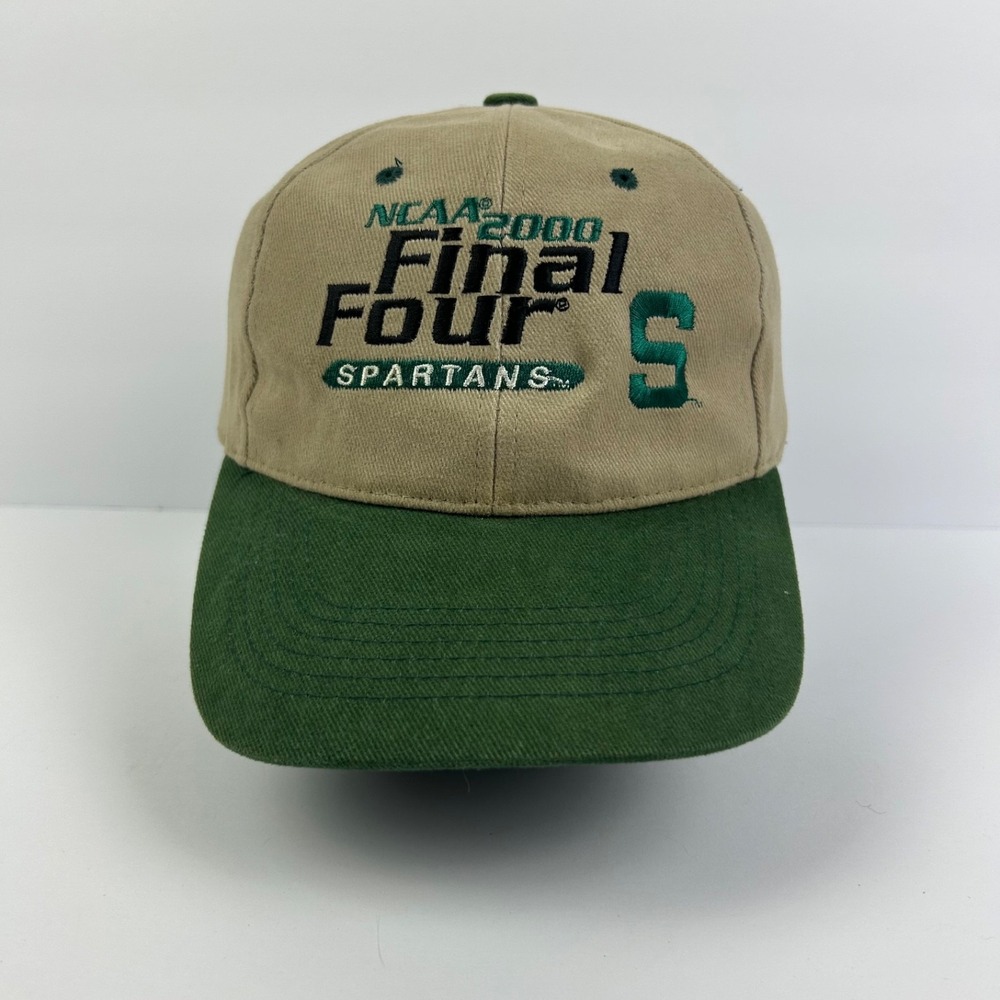 Vintage 2000 Final Four Hat Cap Strap Back Adjustable Tan Michigan State Spartan
